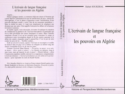 L'Ecrivain De Langue Francaise Et Les Pouvoirs En Algerie